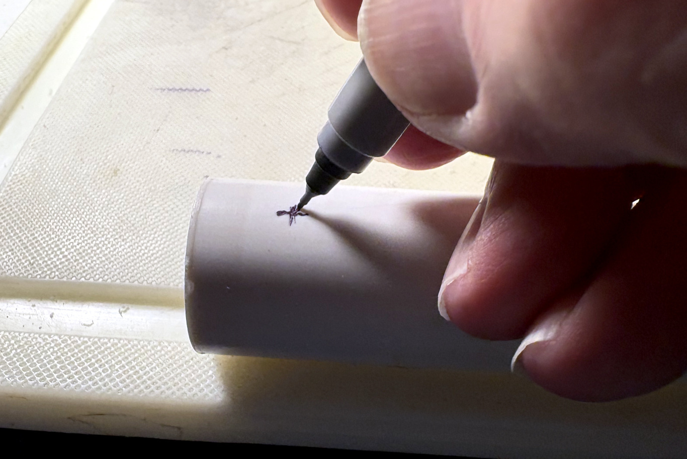 Marking where to drill the stopper screw hole