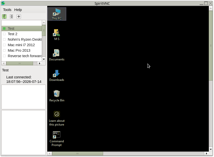 SpiritVNC GTK screenshot